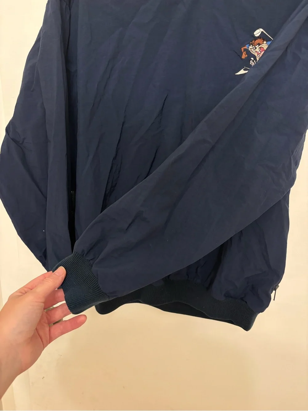 VTG 90s Warner Bros Studio Store Taz Golf Pullover Windbreaker Navy Small